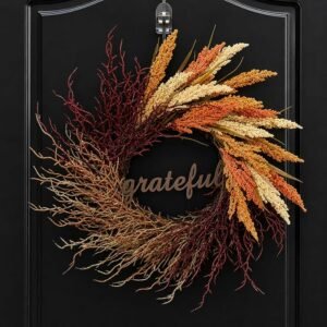 22 Inch Fall/Thanksgiving Wreath with Metal Grateful Sign