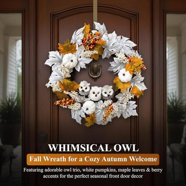 Owl Fall Wreath – 21 in · Pumpkins & maple leaves